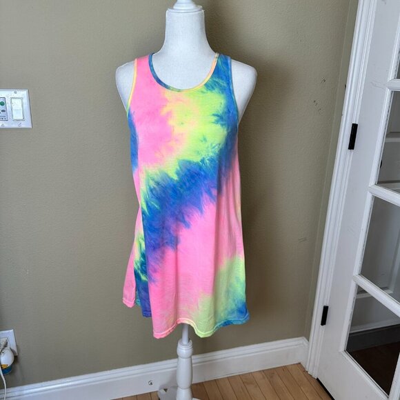 Bright Tie Dye Swing Tank Dress Size Small - Picture 2 of 7